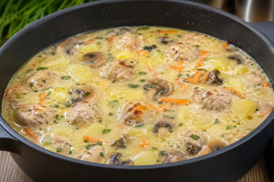 Жарю грибы и фрикадельки: такой быстрый суп готовлю постоянно &mdash; вкуснота без долгой варки бульона