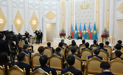 Состоялся брифинг президентов Казахстана и Азербайджана