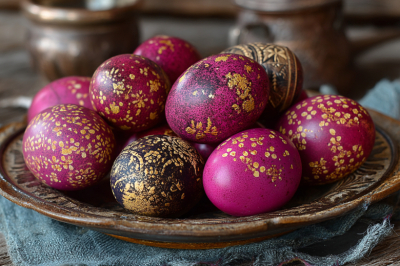 Вместо скучных бурых крашенок на Пасху &mdash; эта нежность: розовый фон и золотая пыльца за 5 минут